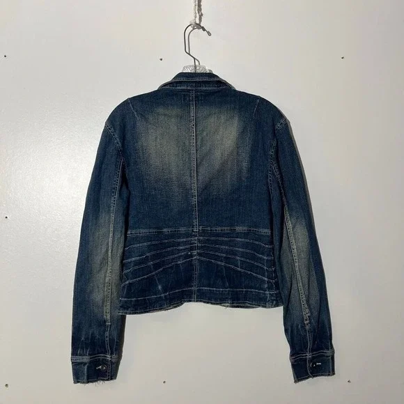 Vintage EUC Baby Phat Rare Blue Jeans Metal Cat Logo Denim Jacket Women Size XL - Picture 4 of 7